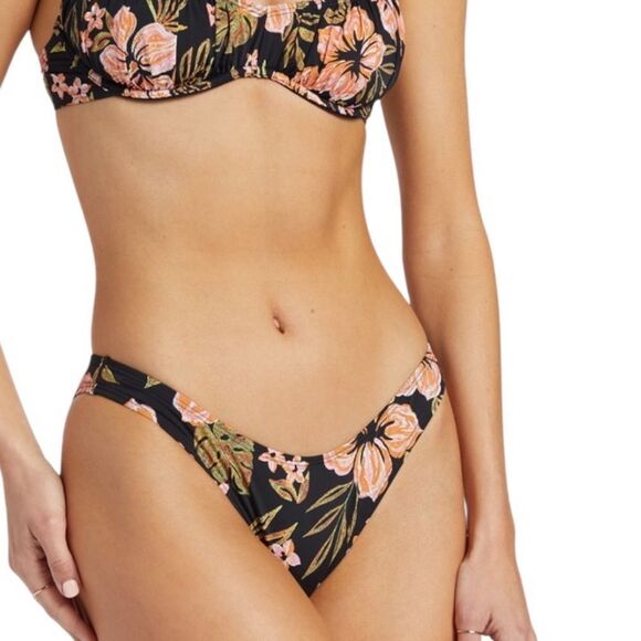NWT Billabong Hooked On Tropics Hike Bikini Bottom floral skimpy coverage New XL - Picture 5 of 9
